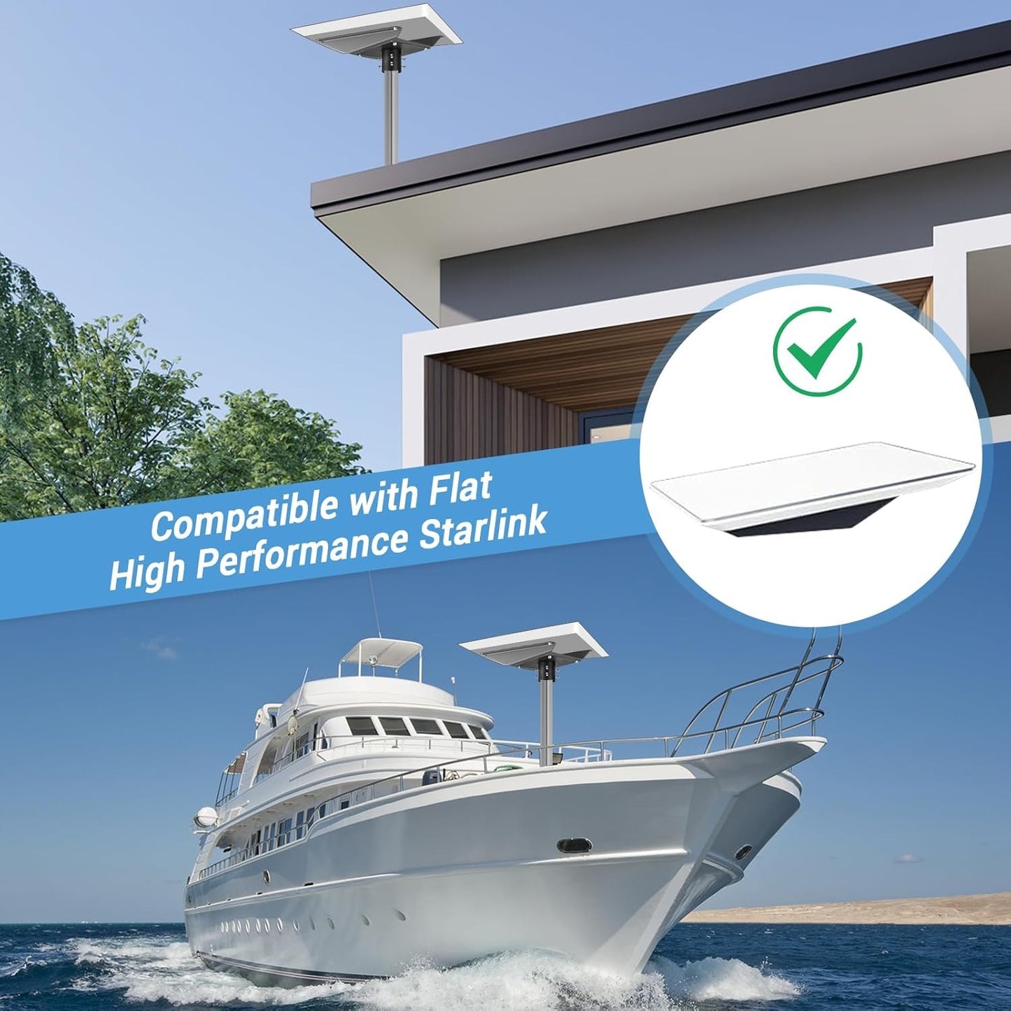 Starlink Flat High Performance Pipe Adapter, Starlink Mount, Starlink RV Mount, Starlink Roof Mount for Vehicle/Boat/Outdoor Use