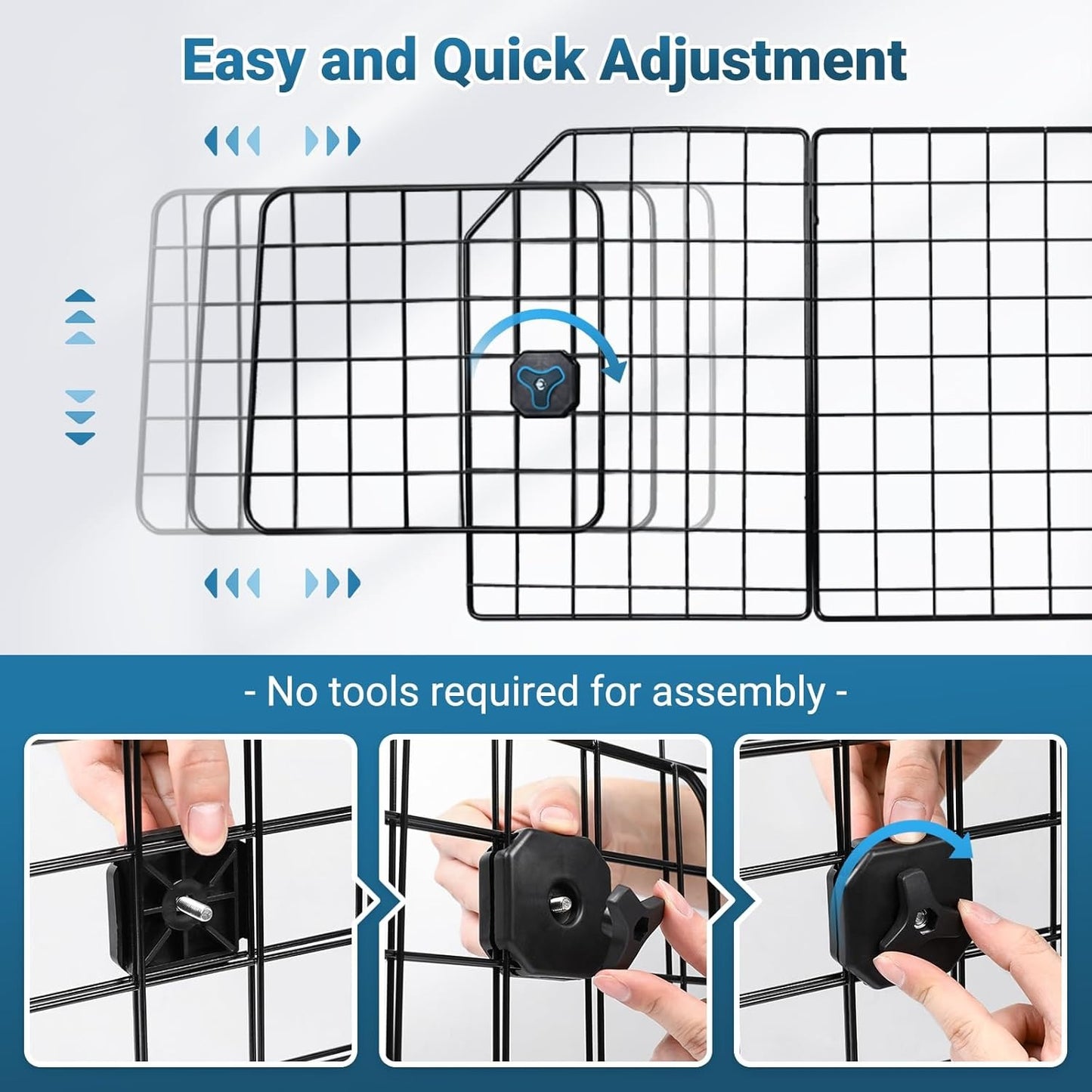 rabbitgoo Dog Car Barrier for SUVs, Adjustable Large Pet Gate, Universal-Fit Divider Cargo Net, Heavy-Duty Wire Mesh Dog Barrier SUV, Van Ve