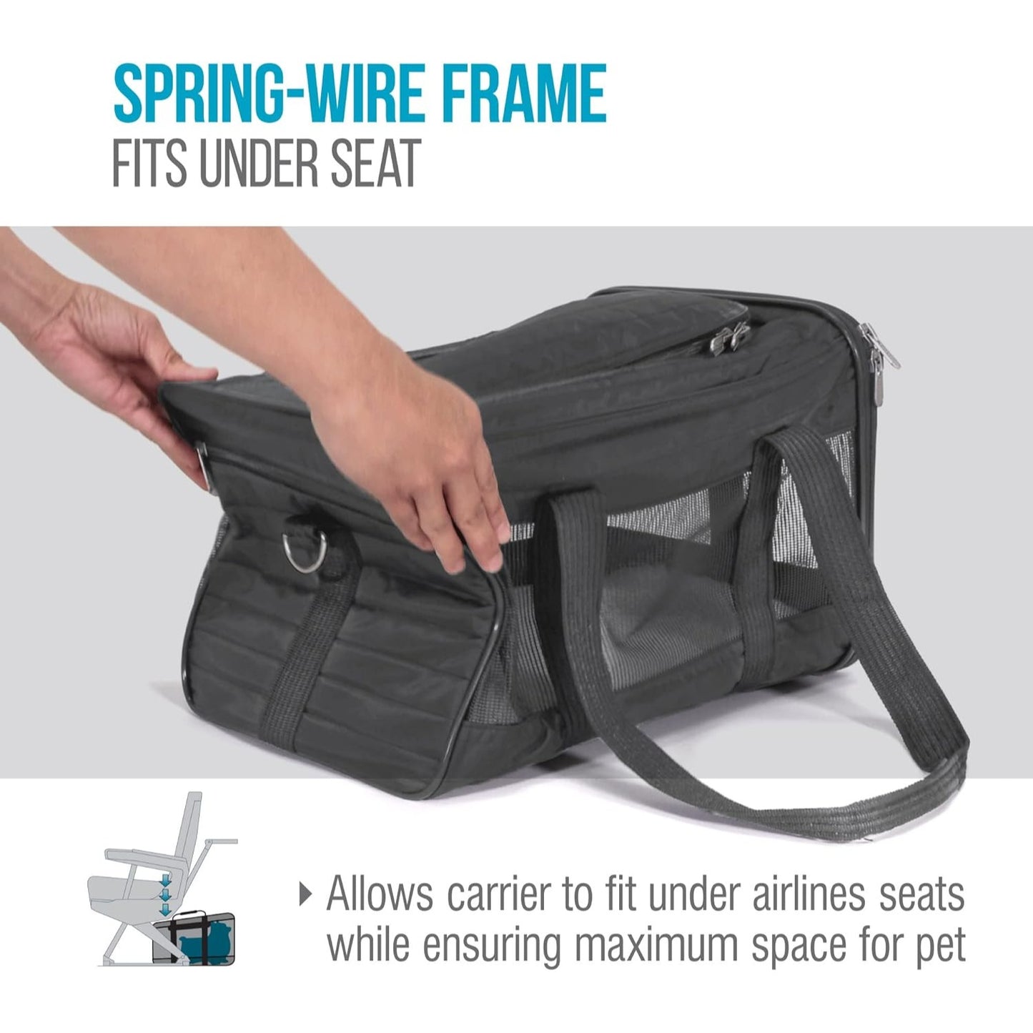 Sherpa Original Deluxe Travel Pet Carrier, Airline Approved & Guaranteed On Board - Charcoal Gray, Medium