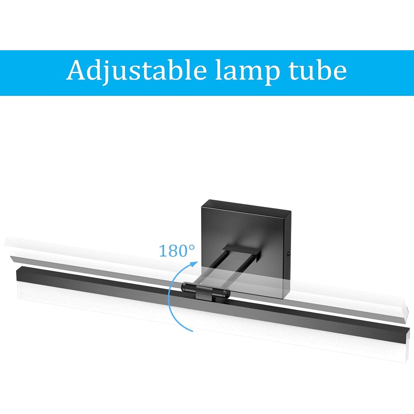 Ralbay 24" LED Modern Black Vanity Light 14W Adjustable Matte Black Bathroom Vanity Light Modern LED Bathroom Vanity Light Fixtures Over Mir