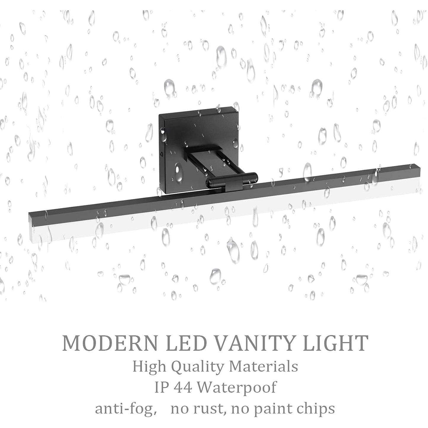 Ralbay 24" LED Modern Black Vanity Light 14W Adjustable Matte Black Bathroom Vanity Light Modern LED Bathroom Vanity Light Fixtures Over Mir