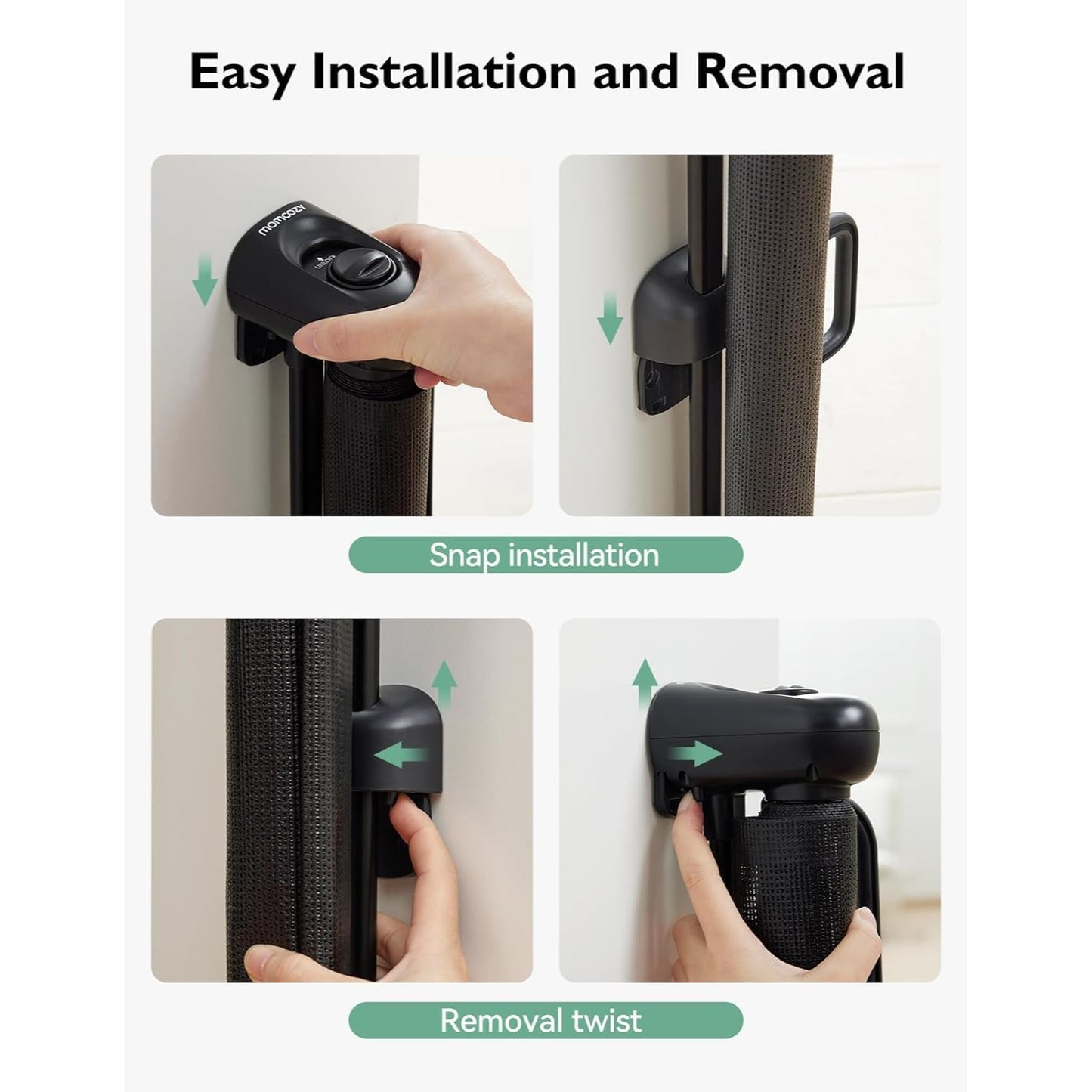 Retractable Baby & Pet Safety Gate Adjustable Up To 55" Width Black Mesh Easy Install & Double Lock Mechanism