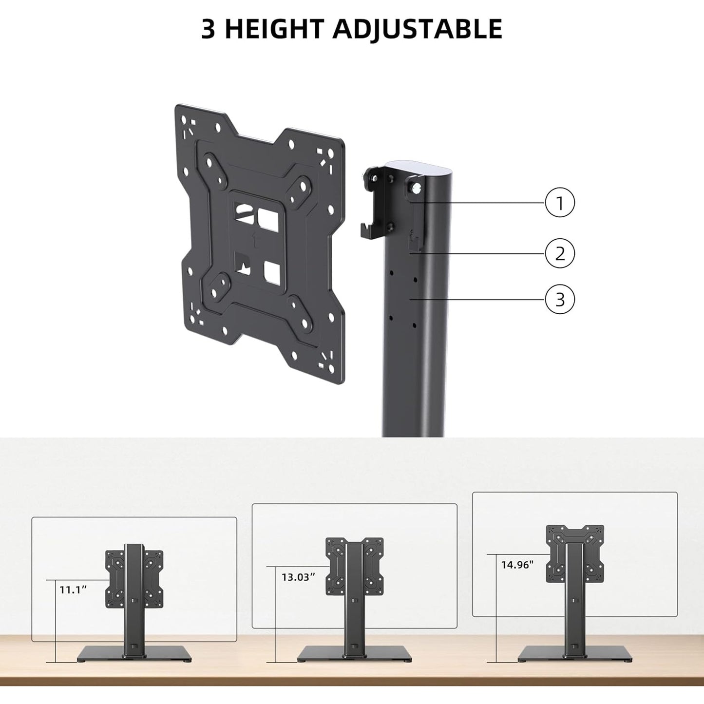 Universal TV Stand Base, Table Top TV Stand for 17-43 Inch LCD/LED TVs, Height Adjustable Monitor Mount Stand with Tempered Glass Base Holds