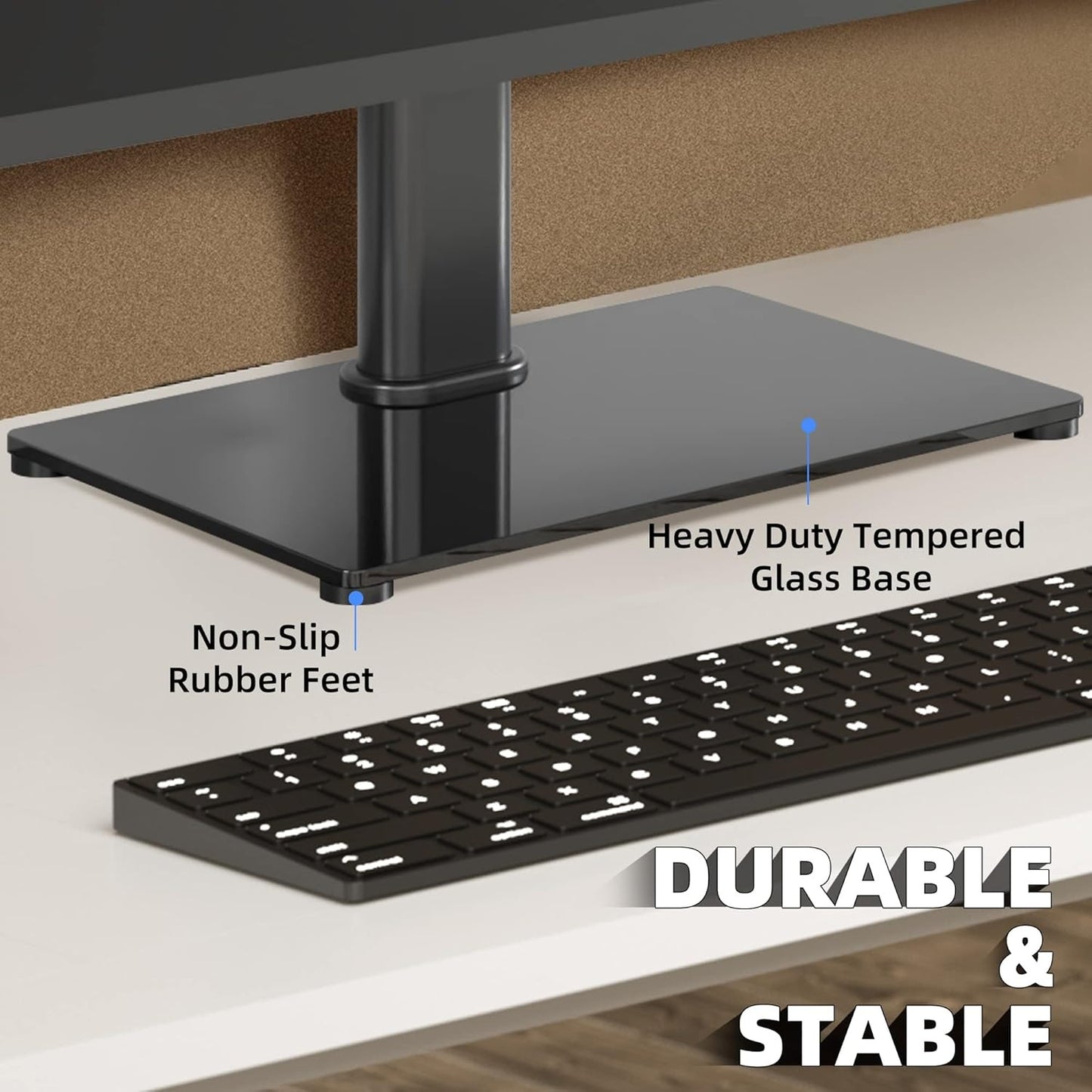 Universal TV Stand Base, Table Top TV Stand for 17-43 Inch LCD/LED TVs, Height Adjustable Monitor Mount Stand with Tempered Glass Base Holds