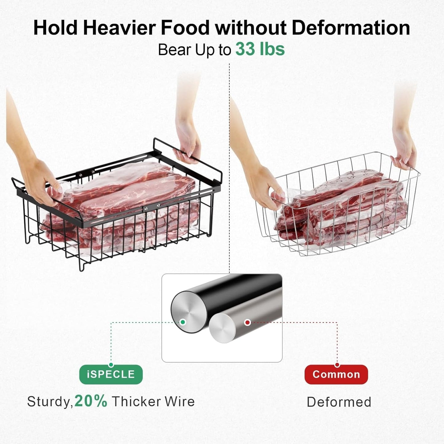 Stackable Freezer Storage Bins With Flexible Handles For 10-20 Cu.Ft Chest Freezer