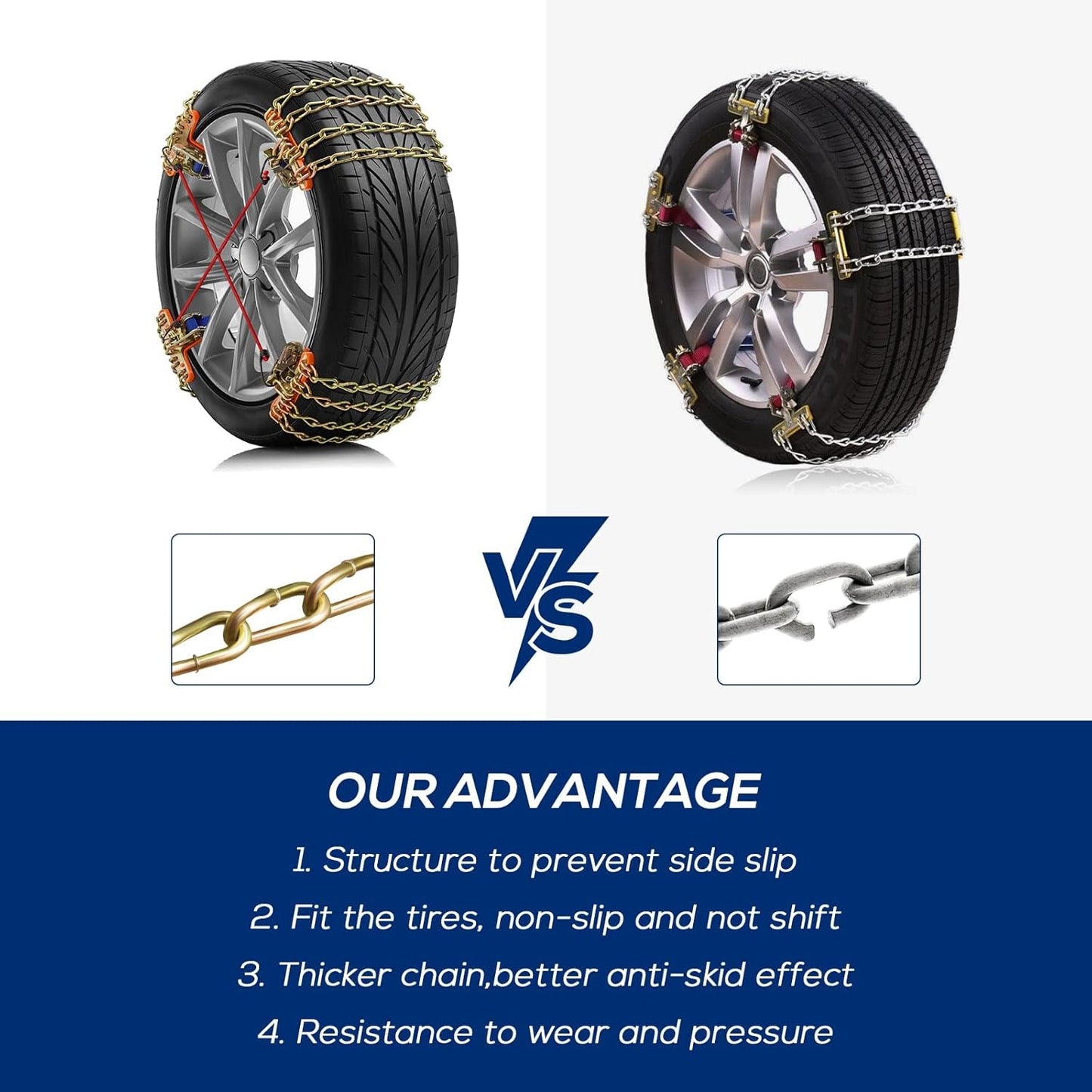 Universal Snow Chains For Tires 205/55 R16 SUV Car Anti-Skid Emergency Chains W/ Gloves & Carry Bag