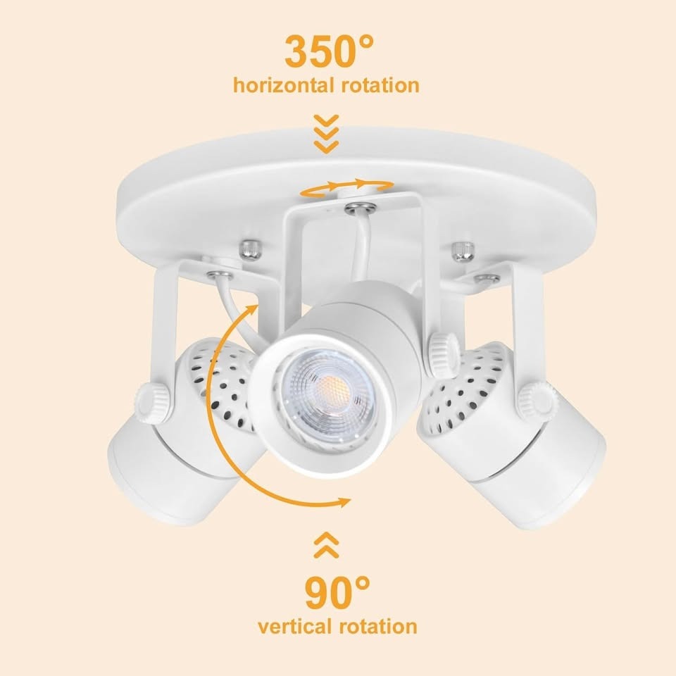Replaceable 3 Light Ceiling Spotlight MR16 GU10 Base Ceiling Mount Adjustable Spotlight Fixture