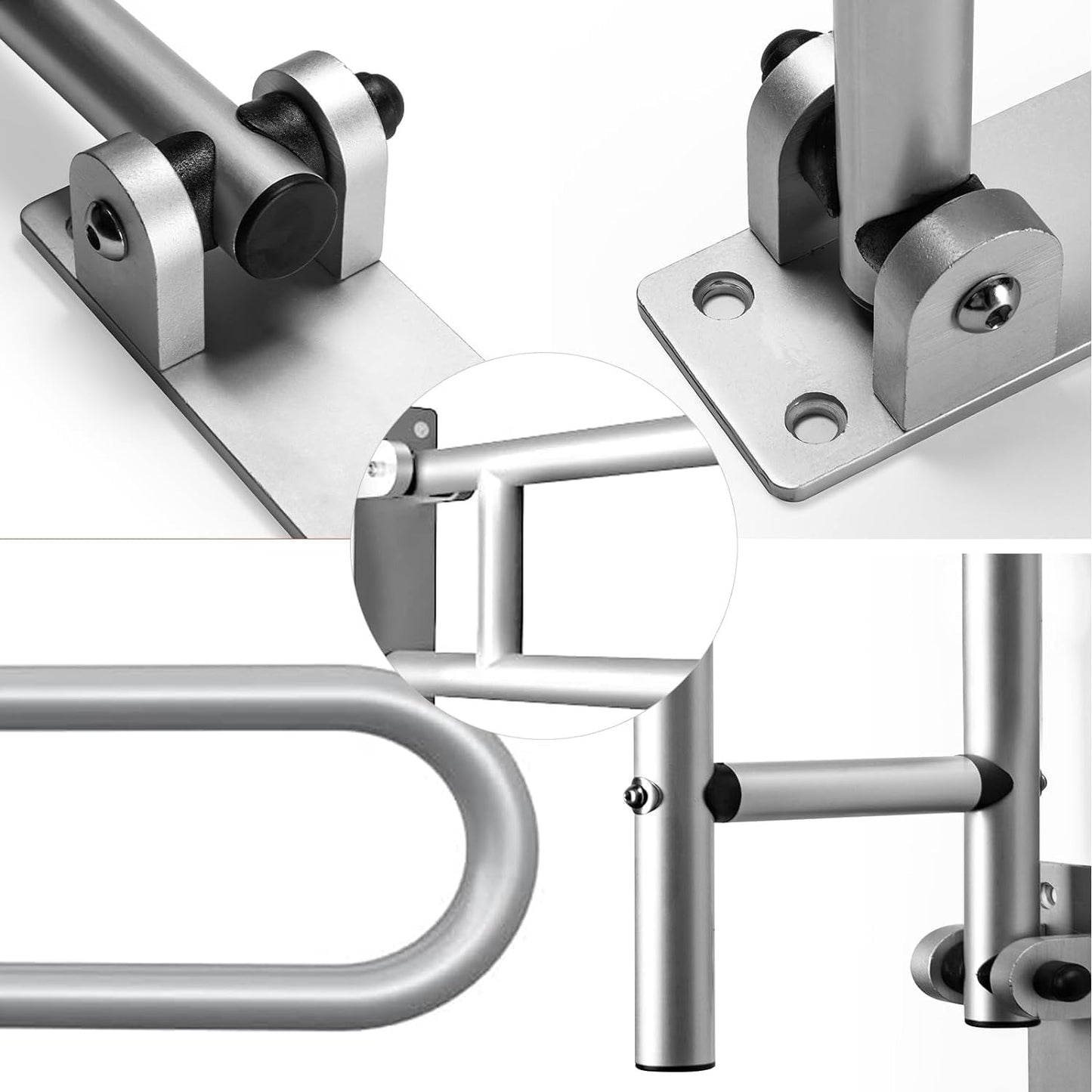 28 Inch Toilet Grab Bar Flip Up Aluminum Handicap Rails Grab Bars Load Capacity of 100 kg/220 lbs Toilet Rail Bathroom U Shaped and Wall Mou