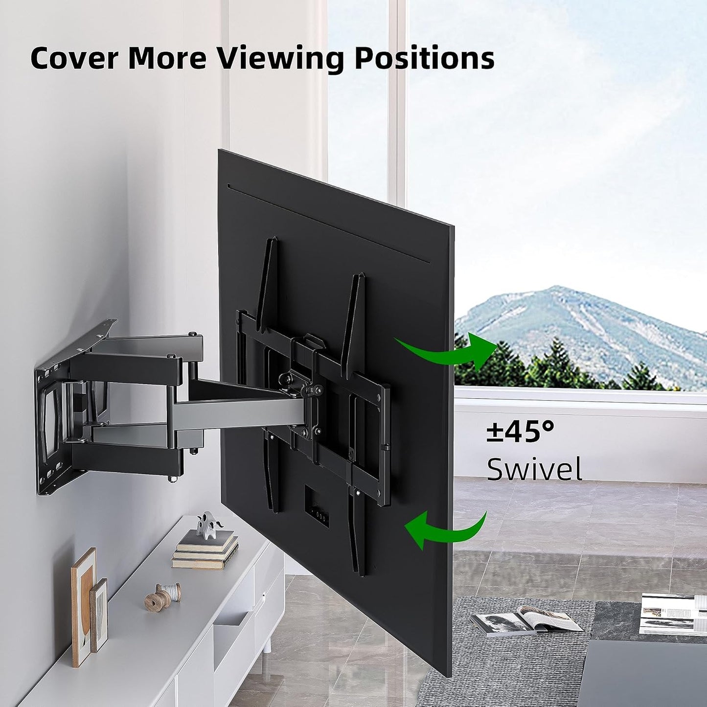 Universal Full Motion TV Wall Mount For 37-84" TVs Swivel Tilt Articulating Bracket Max Load 120 Lbs VESA Patterns Compatible