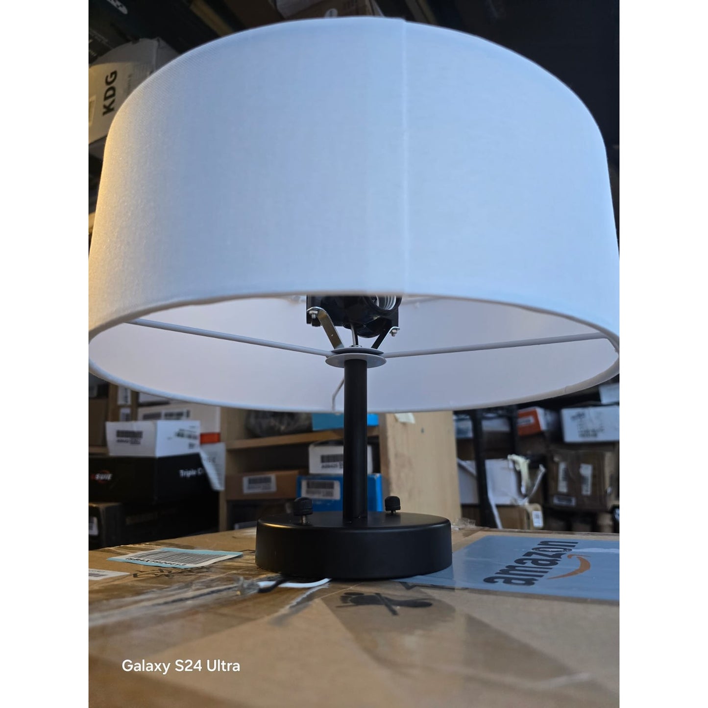 13" Semi Flush Mount Ceiling Light Fixture, 3 Light Gold Drum Light Fixtures with White Fabric Shade, Modern Close to Ceiling Lighting for L