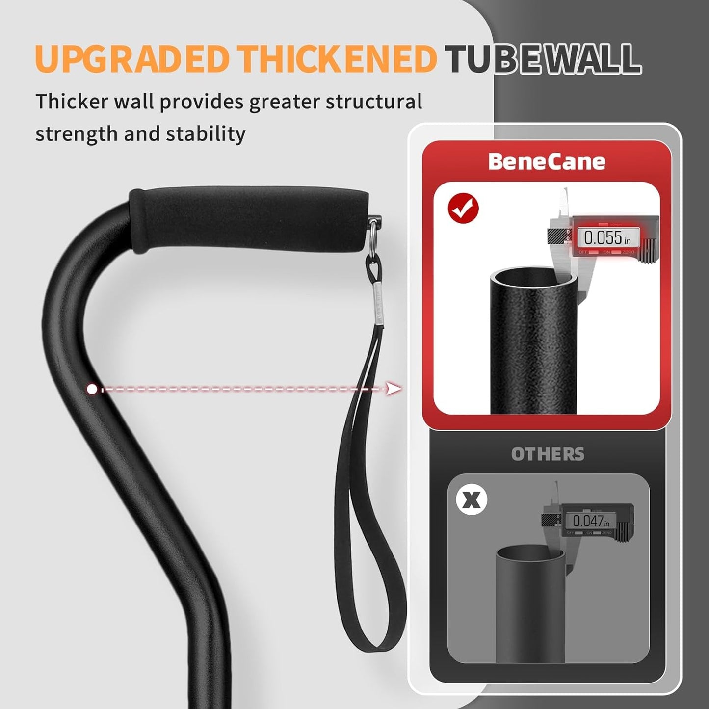 Quad Cane Adjustable Walking Cane with Offset Soft Cushioned Handle for Men Women Lightweight Comfortable with 4Pronged feet for Extra Stabi
