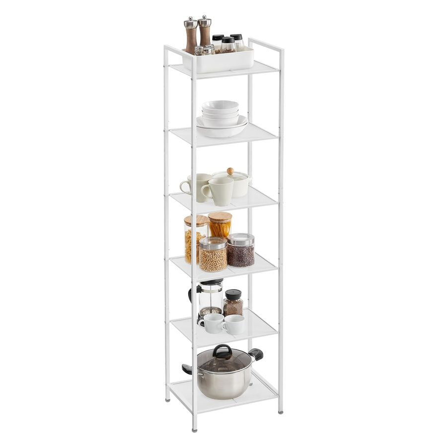 6-Tier Storage Rack, Bathroom Shelf, Extendable Plant Stand with Adjustable Shelf, for Bathroom, Living Room, Balcony, Kitchen, Cla