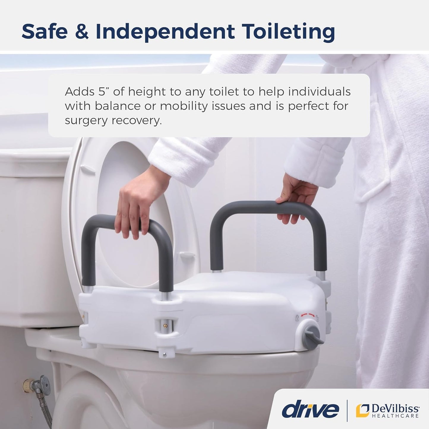 2-in-1 Raised Toilet Seat with Removable Padded Arms, Standard Seat