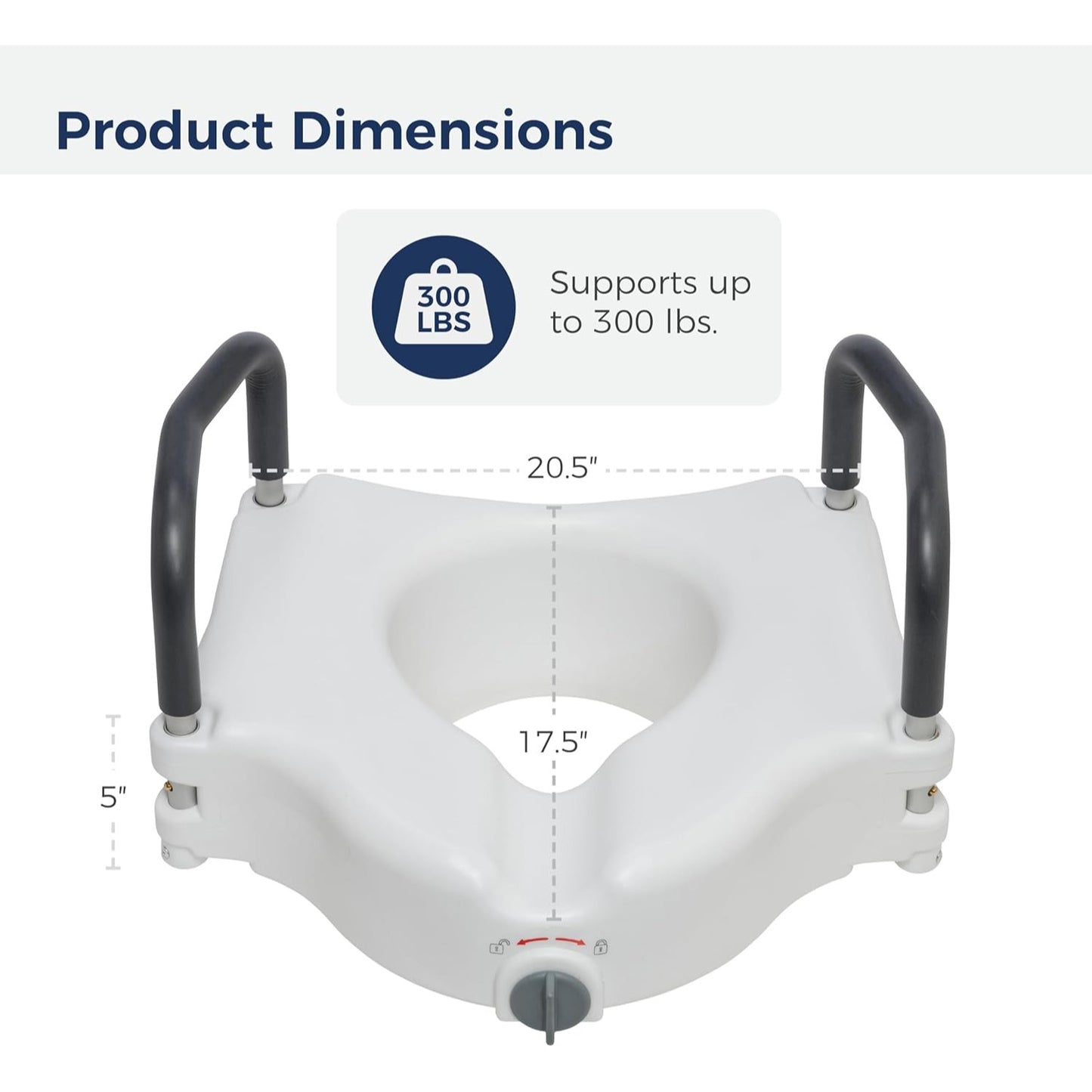 2-in-1 Raised Toilet Seat with Removable Padded Arms, Standard Seat