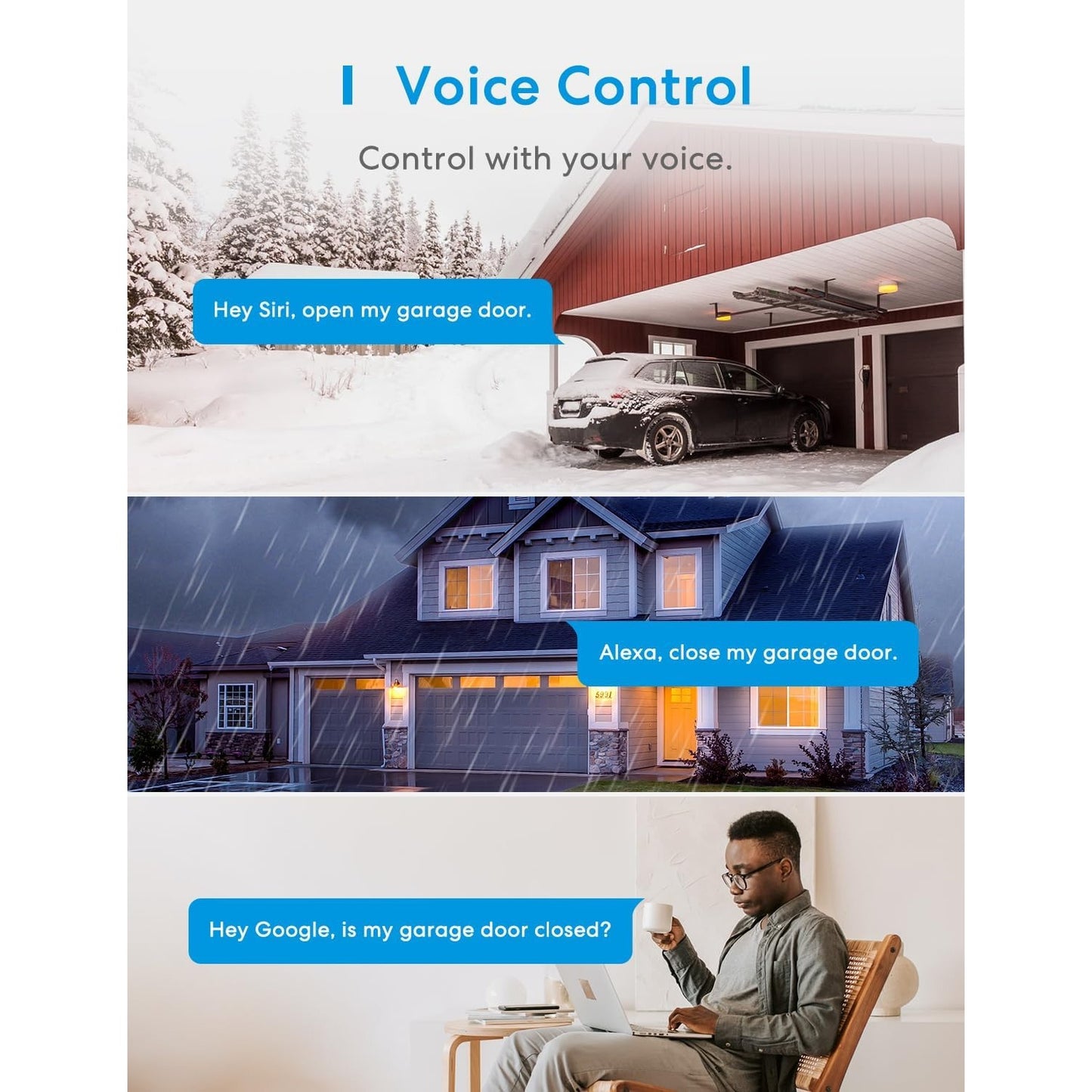 Smart Wi-Fi Garage Door Opener Remote Control Compatible With Apple Home & CarPlay