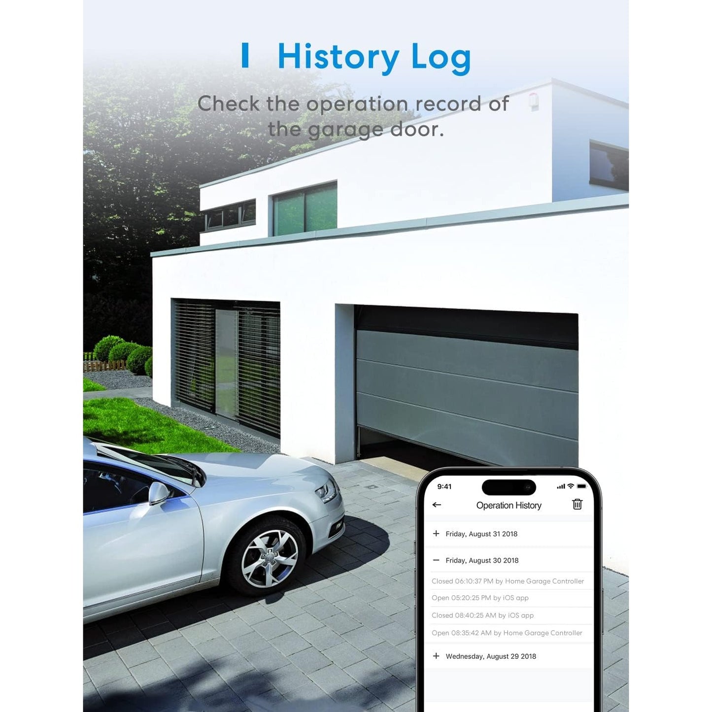 Smart Wi-Fi Garage Door Opener Remote Control Compatible With Apple Home & CarPlay