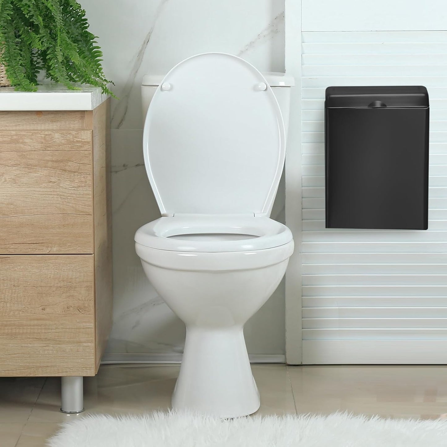 Wall-Mounted Sanitary Napkin Disposal Bin 2-Pack Black Stainless Steel 10.04x7.48x3.66 Inches