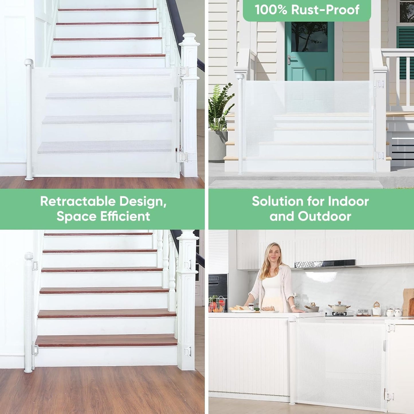 Retractable Baby Gate, Mesh Baby and Pet Gate 33" Tall, Extends up to 55" Wide, Child Safety Baby Gates for Stairs Doorways Hallways, Dog