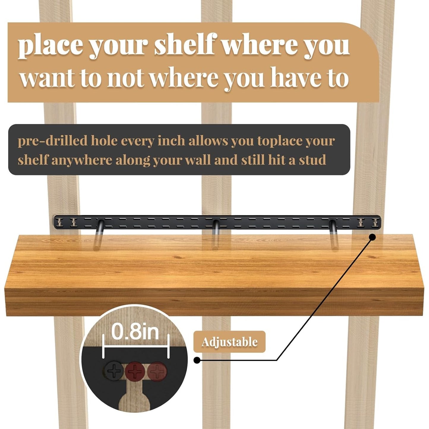 2pcs Floating Shelf Bracket Heavy Duty Hidden Metal Brackets for Shelf,Invisible Shelves Hardware Without Jig (16" x 6" x 1.5")