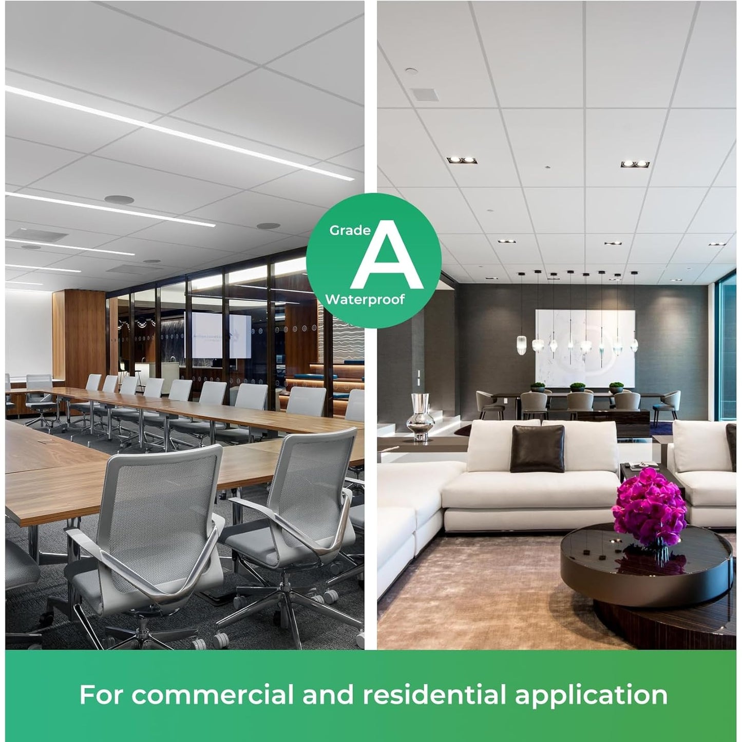 STICKGOO Drop Ceiling Tiles 2ft x 4ft, White PVC Ceiling Panels, Soomth Ceiling Tiles 24 x 48in, Waterproof - Fire-Rated to Prevent Breakage