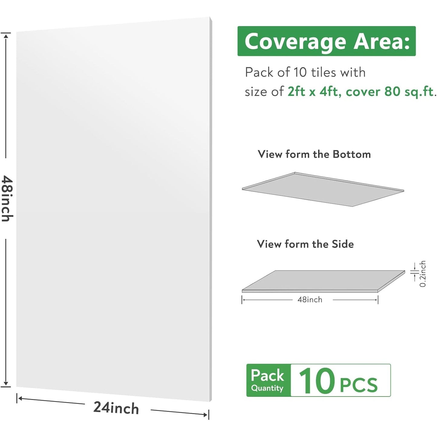 STICKGOO Drop Ceiling Tiles 2ft x 4ft, White PVC Ceiling Panels, Soomth Ceiling Tiles 24 x 48in, Waterproof - Fire-Rated to Prevent Breakage