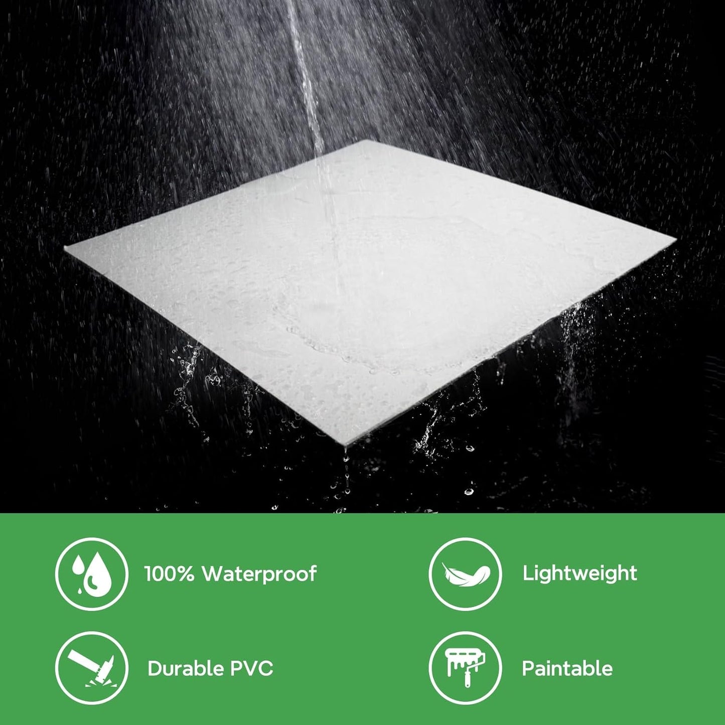STICKGOO Drop Ceiling Tiles 2ft x 4ft, White PVC Ceiling Panels, Soomth Ceiling Tiles 24 x 48in, Waterproof - Fire-Rated to Prevent Breakage