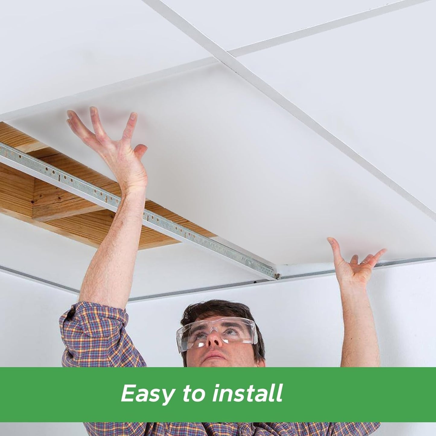 STICKGOO Drop Ceiling Tiles 2ft x 4ft, White PVC Ceiling Panels, Soomth Ceiling Tiles 24 x 48in, Waterproof - Fire-Rated to Prevent Breakage