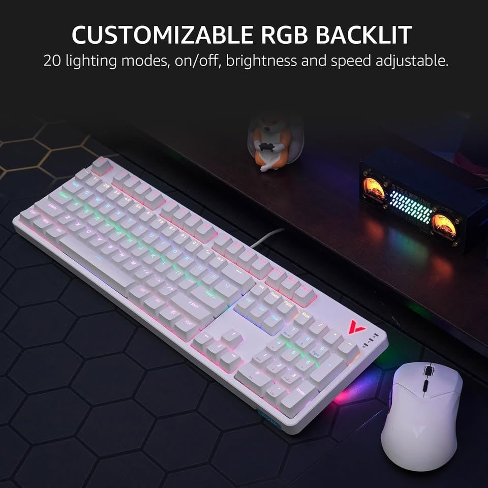 Rapoo V500Pro Full-Size Mechanical Gaming Keyboard, 104 Keys Anti-Ghosting