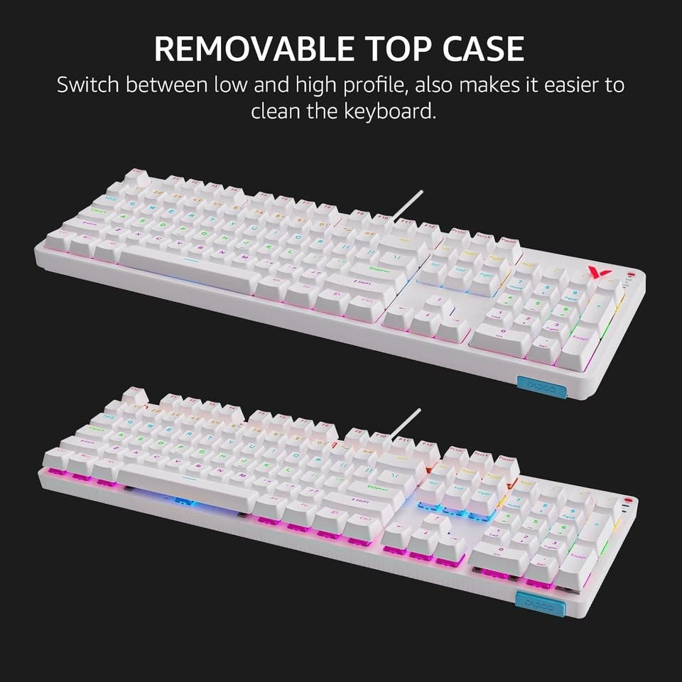 Rapoo V500Pro Full-Size Mechanical Gaming Keyboard, 104 Keys Anti-Ghosting