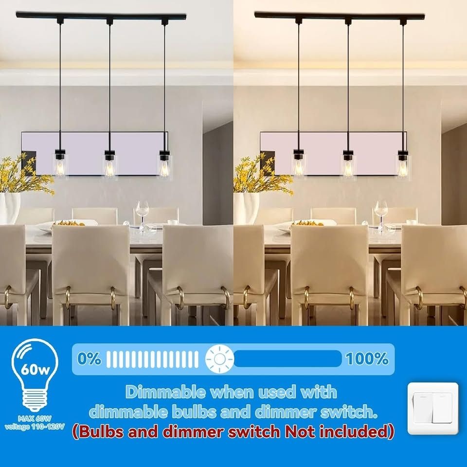 3 Lights J Type Tracking Lighting Pendants Black Ceiling Track Hanging Light Fixtures with Square