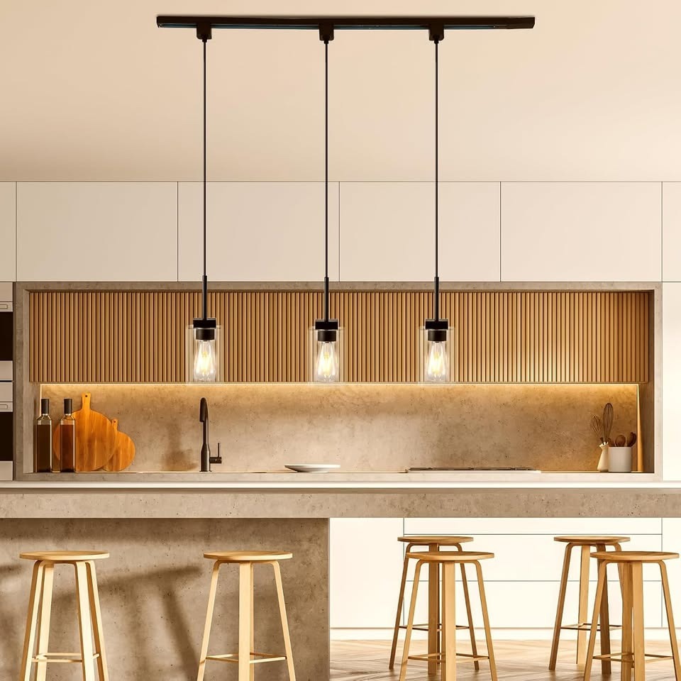 3 Lights J Type Tracking Lighting Pendants Black Ceiling Track Hanging Light Fixtures with Square