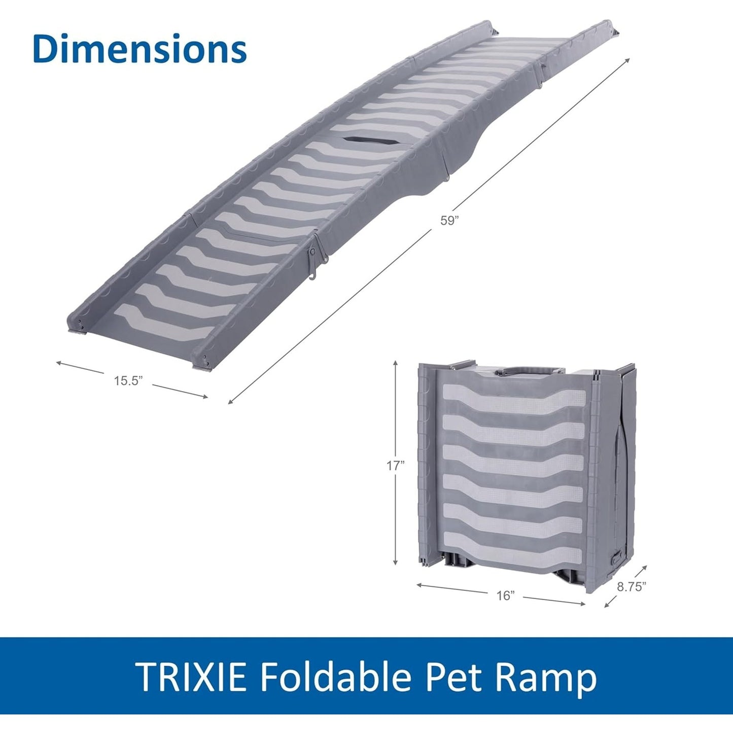 TRIXIE 59-in Pet Ramp for Small to Medium Dogs up to 55 lbs, Foldable and Lightweight Easy to Store, Foldable Ramp