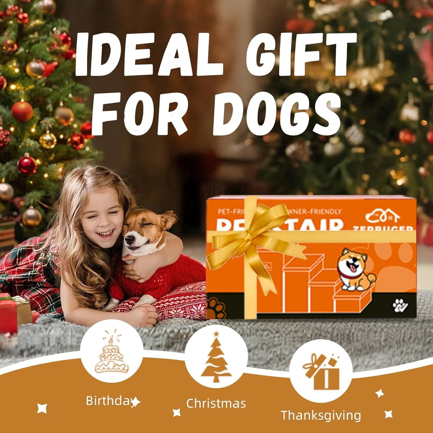 4-Step Pet Stairs With Storage & Condo Foldable & Durable For Dogs & Cats Holds Up To 200 Lbs Anti-Slip Bottom