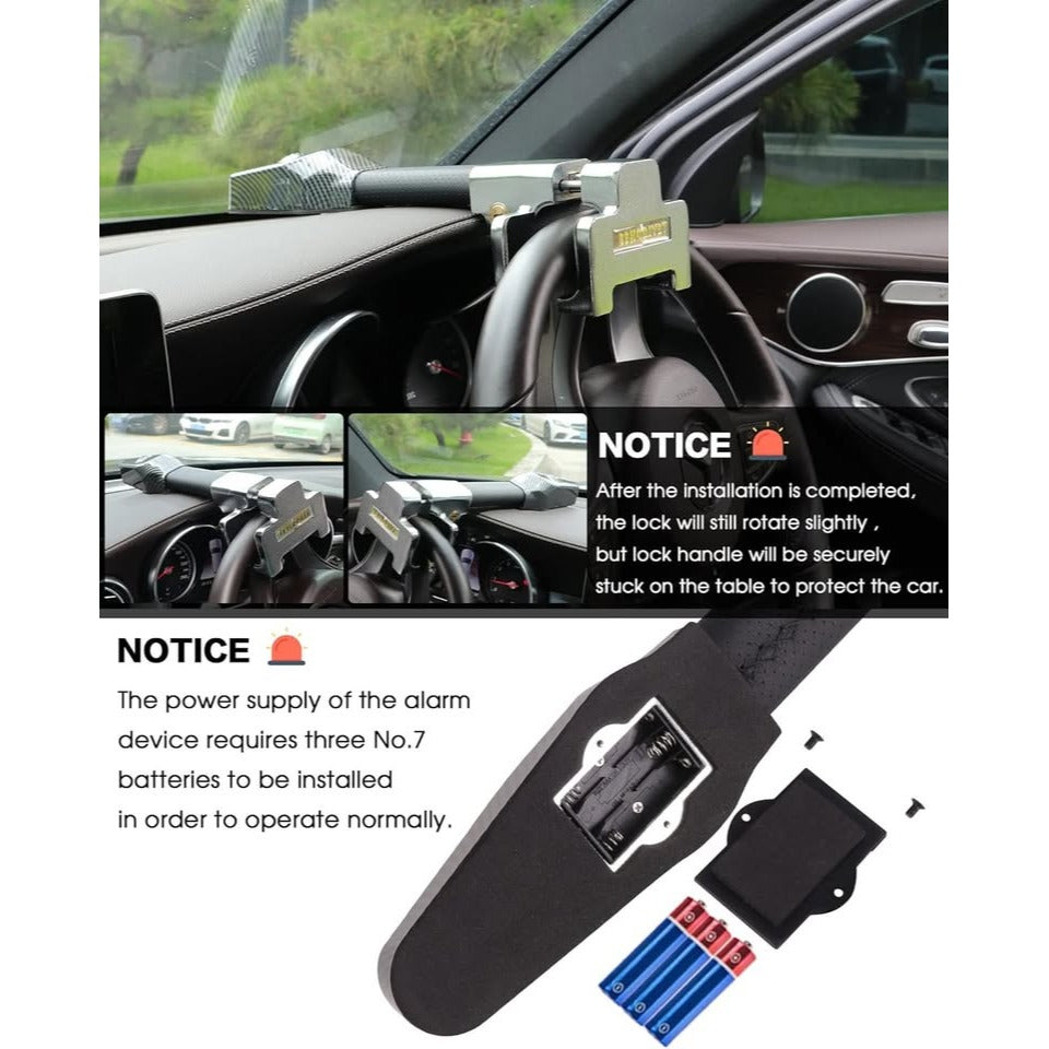 Steering Wheel Lock with Alarm,Heavy Duty Anti-Theft Car Device Car Lock Car Theft Prevention
