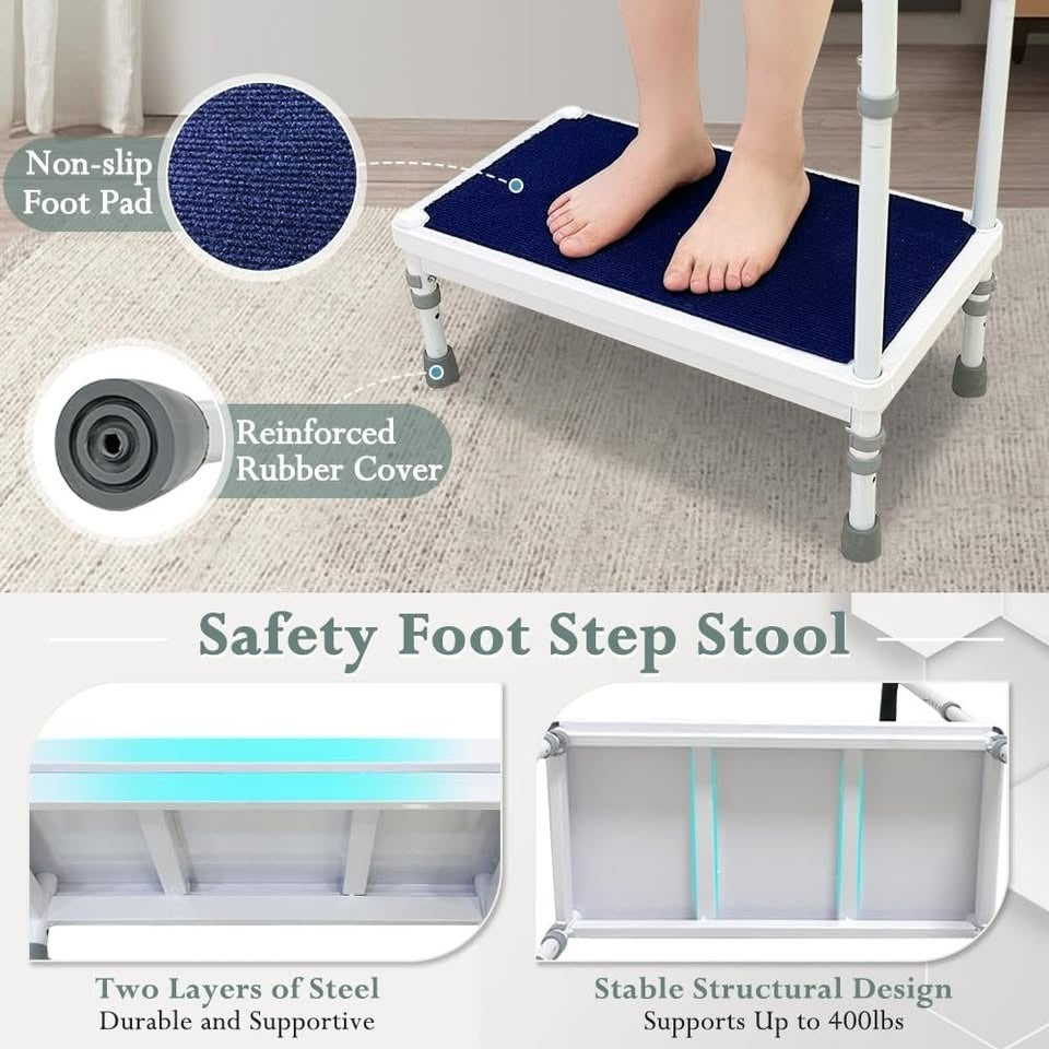 Step Stool with Handle Bed Steps for High Beds for Adults Elderly 3in1 Safety Bed Handle