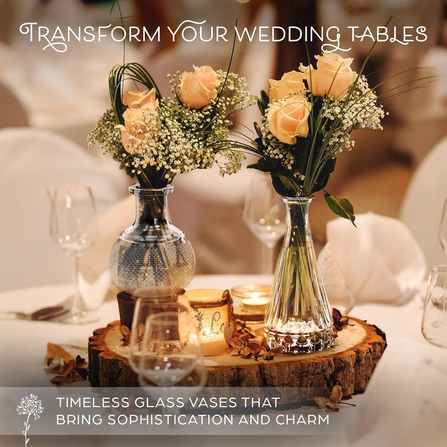 Set Of 10 Clear Glass Vases For Decoration Wedding Centerpiece Or Home Decor