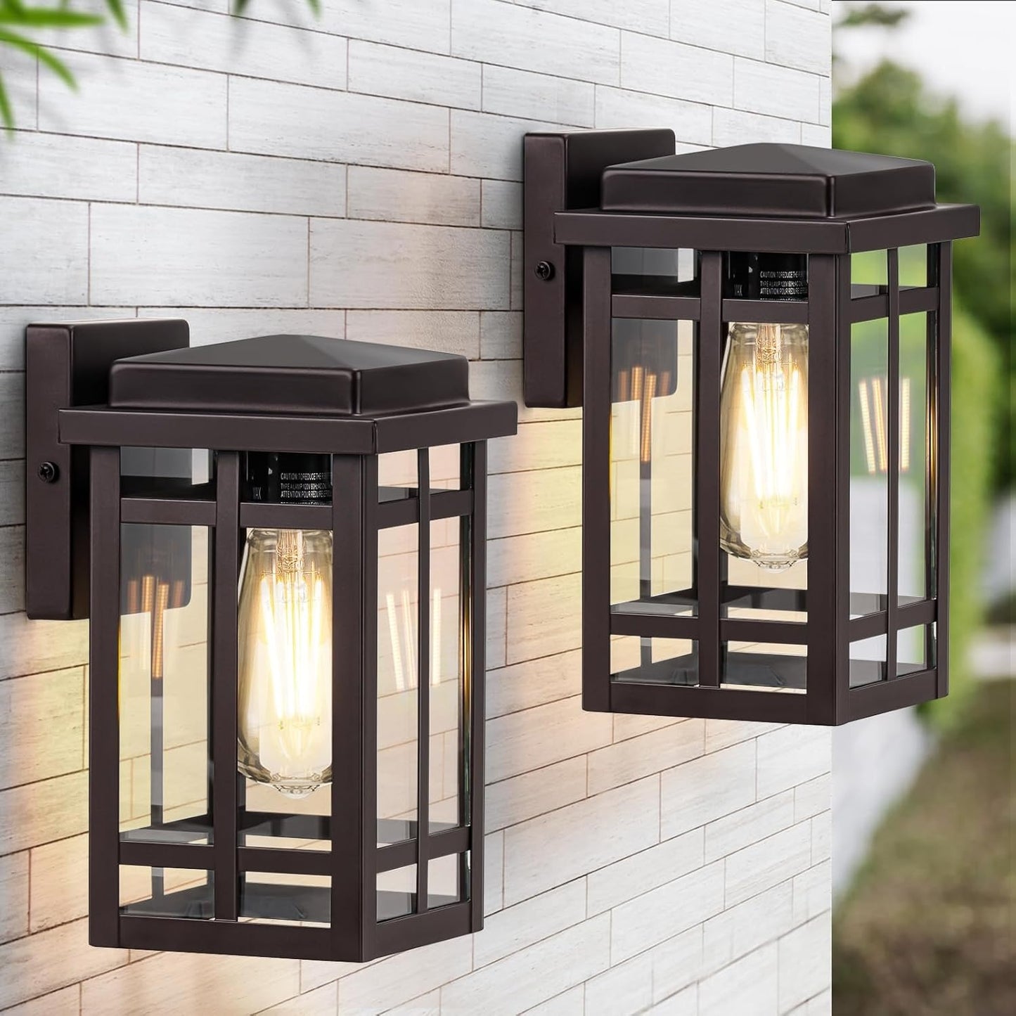 9.76'' Outdoor Wall Light Fixtures 2 Packs, Waterproof Porch Lights Wall Lanterns, Exterior Modern Matte Brown Wall Mount Lighting, Anti-Rus