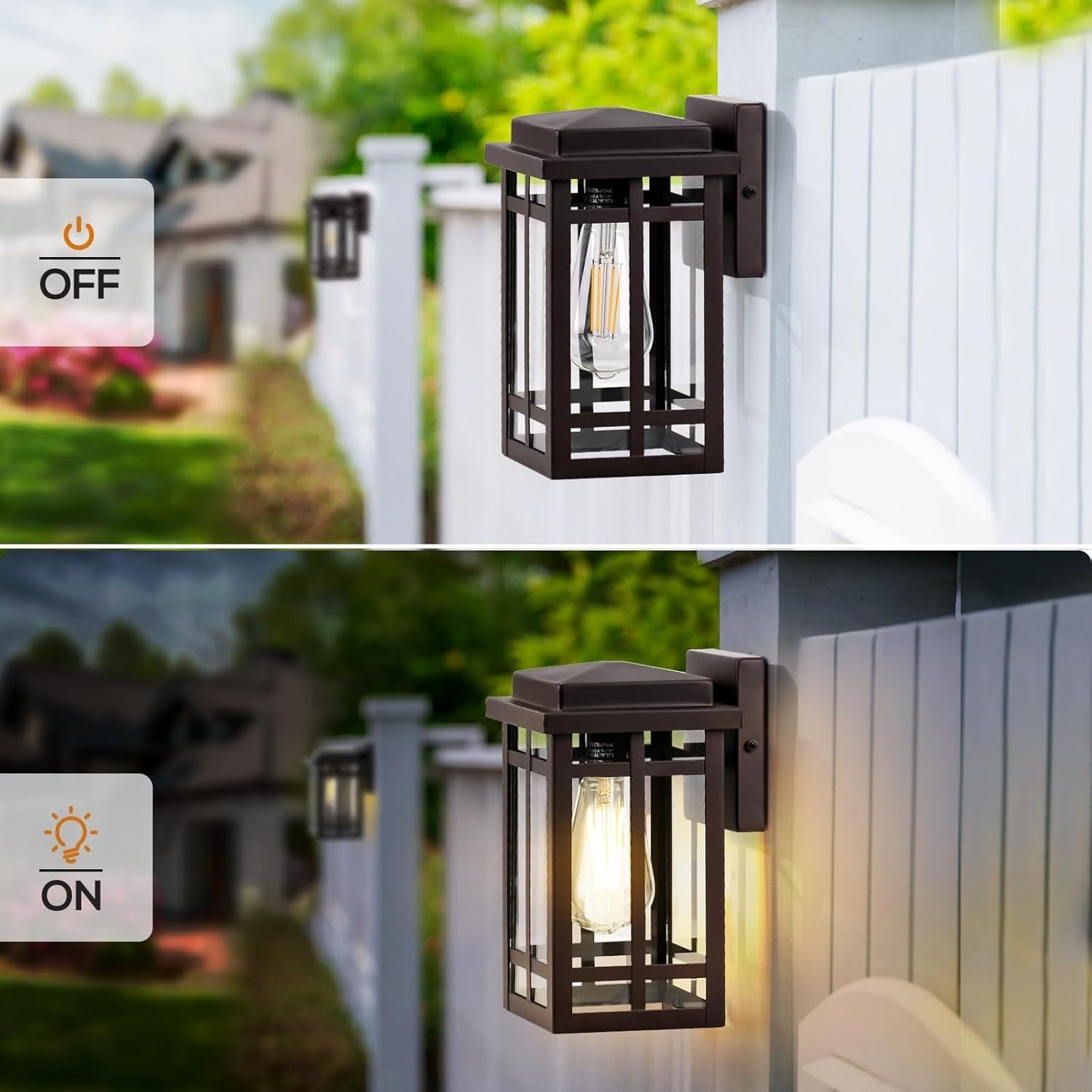 9.76'' Outdoor Wall Light Fixtures 2 Packs, Waterproof Porch Lights Wall Lanterns, Exterior Modern Matte Brown Wall Mount Lighting, Anti-Rus