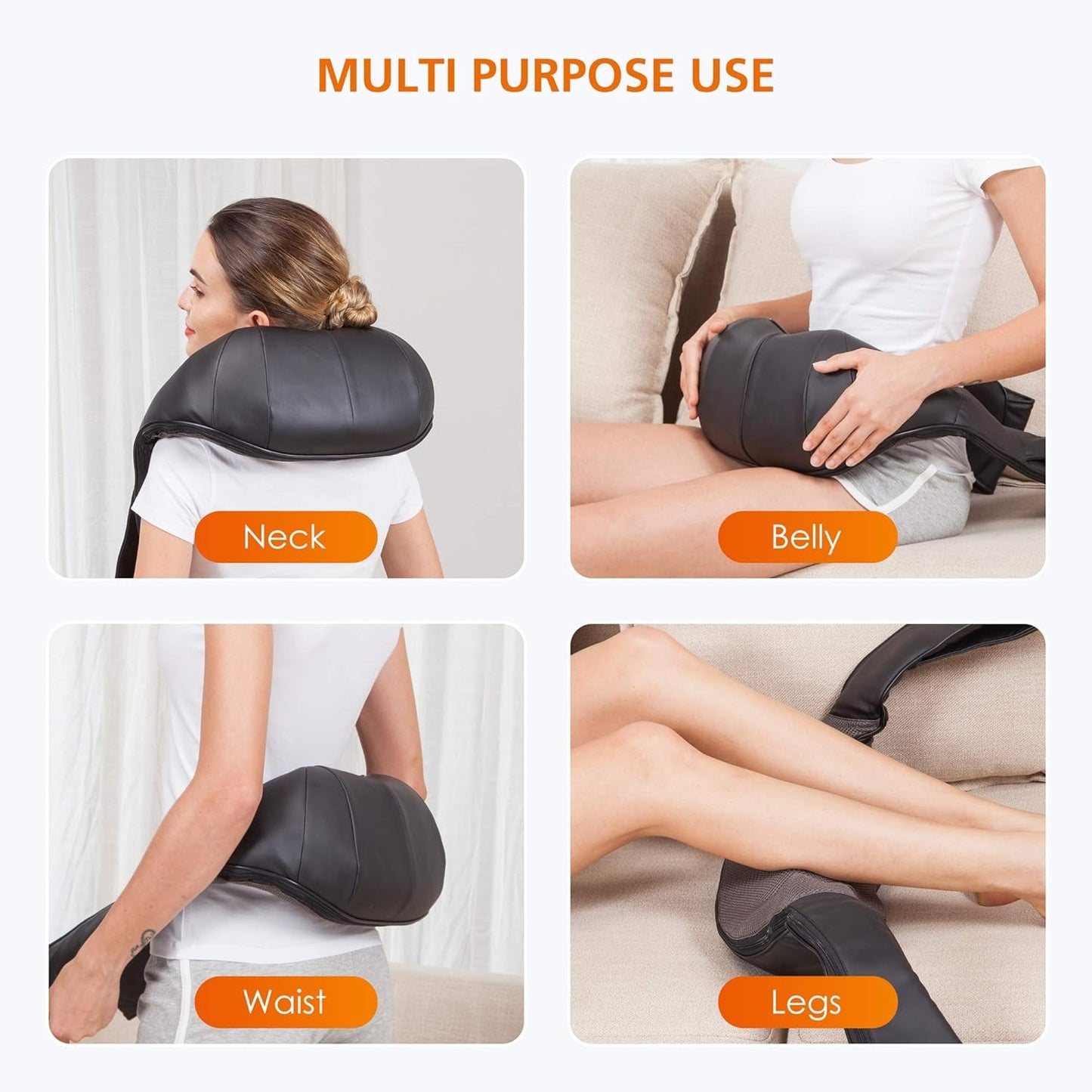 Shiatsu Neck and Shoulder Massager - Back Massager with Heat, Deep Kneading Electric Massage Pillow for Neck, Back, Shoulder,Foot,Body