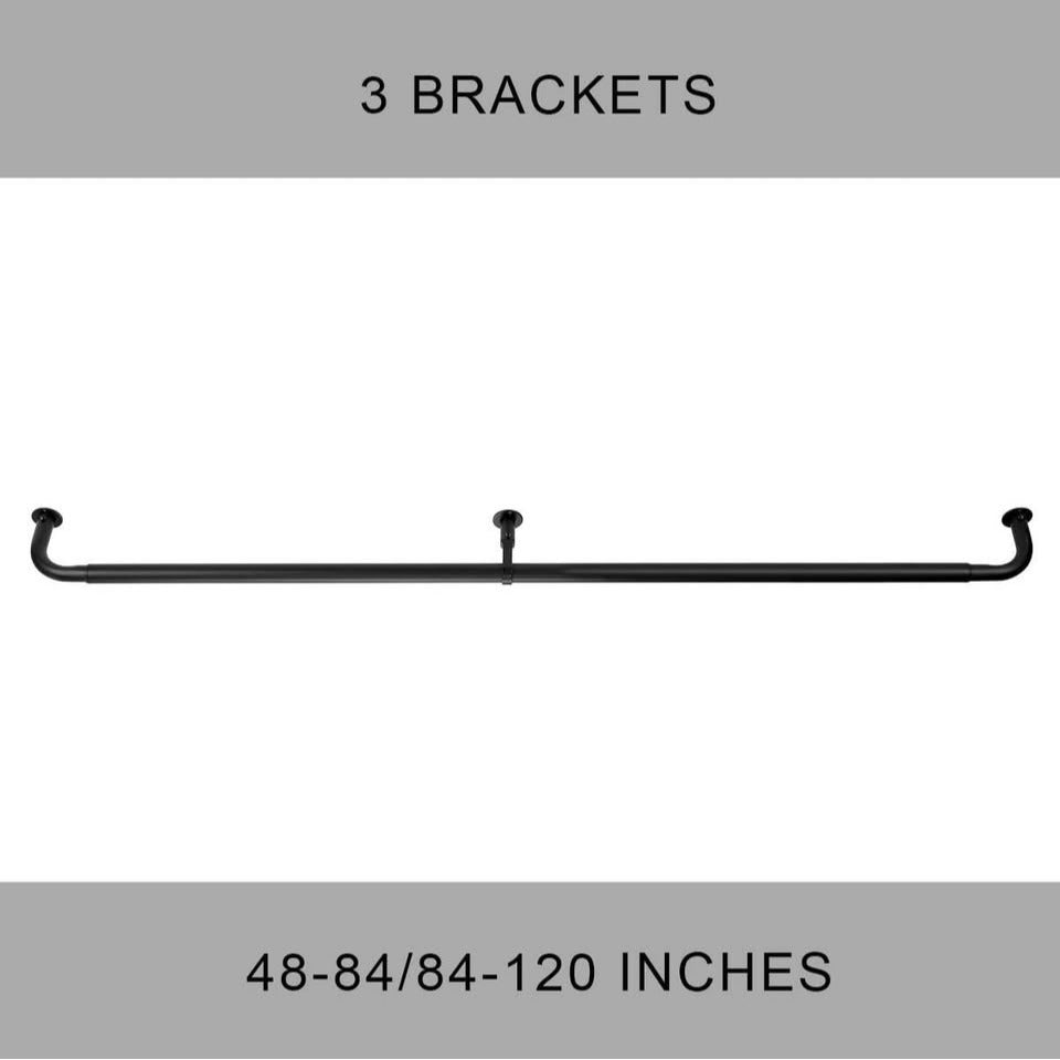 Room Darkening Curtain Rod, Wrap Around Design, Extra-Thick 1-Inch(Matte Black, 48-84")