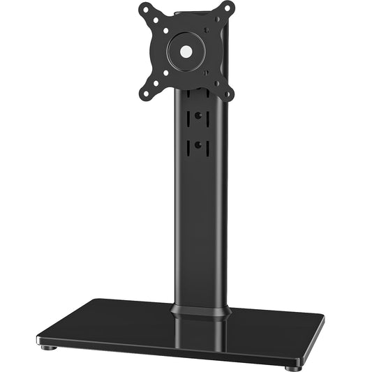 Single LCD Computer Monitor Free-Standing Desk Stand Mount Riser for 13 inch to 32 inch screen with Swivel, Height Adjustable, Rotation, Ves