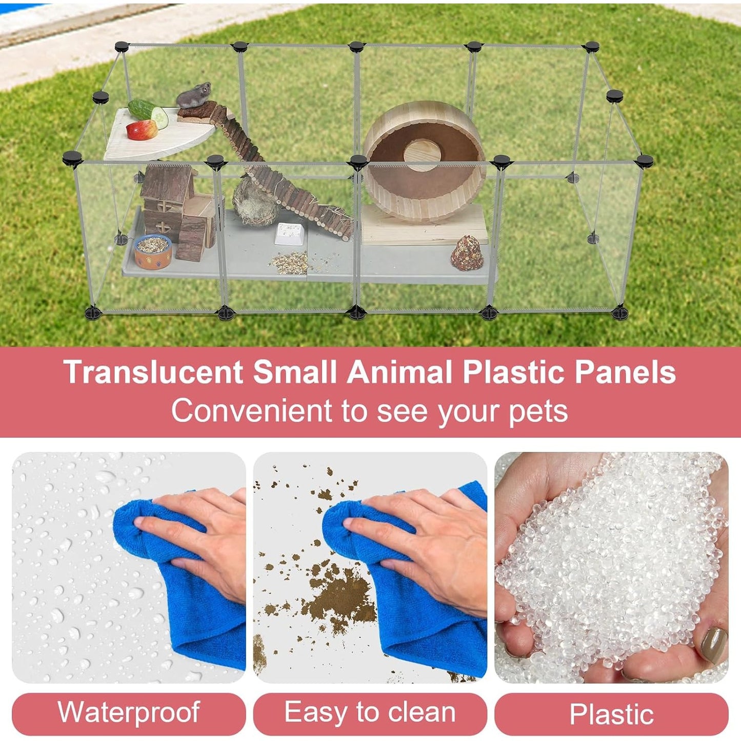 12-Pack Small Animal Playpen With Plastic Panels & Connectors 48x24x16in DIY Pet Fence For Hamsters Guinea Pigs Hedgehogs