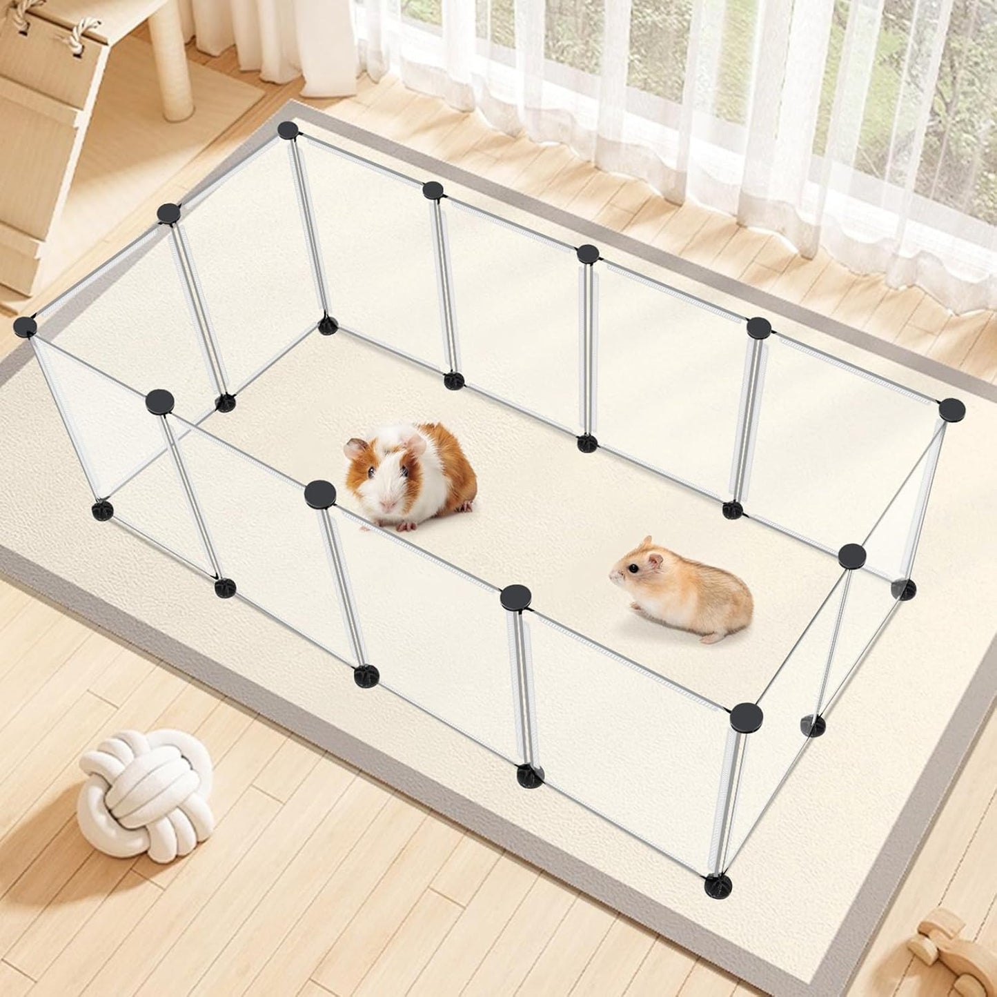 12-Pack Small Animal Playpen With Plastic Panels & Connectors 48x24x16in DIY Pet Fence For Hamsters Guinea Pigs Hedgehogs