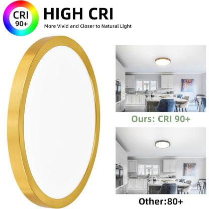 12 Inch Selectable CCT LED Round Flat Panel Light, 24W 3000K/4000K/5000K, Edge-Lit Flush Mount Ceiling Light Fixture for Kitchen, Bedroom, L