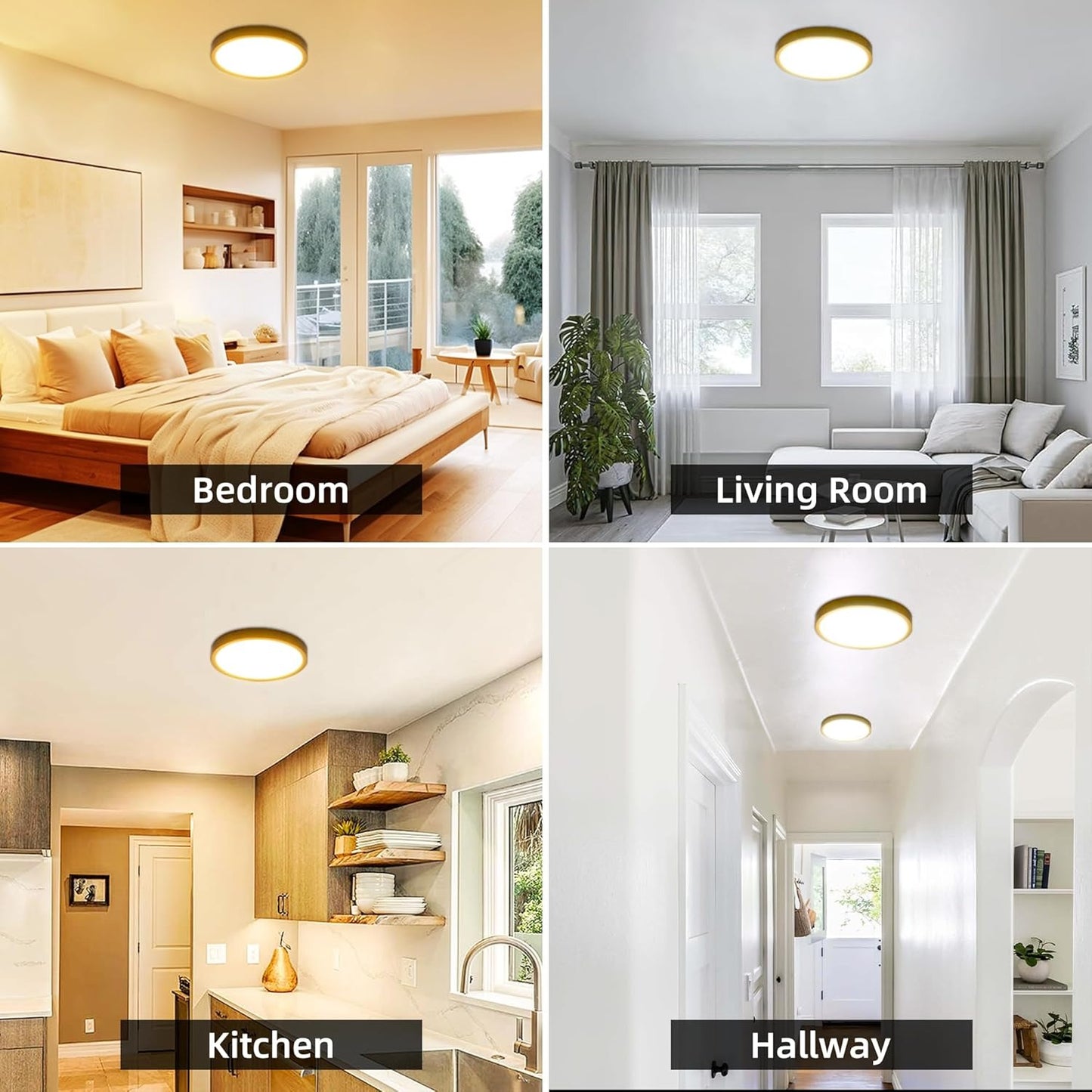 12 Inch Selectable CCT LED Round Flat Panel Light, 24W 3000K/4000K/5000K, Edge-Lit Flush Mount Ceiling Light Fixture for Kitchen, Bedroom, L