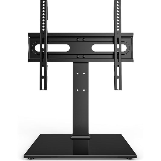 Universal TV Stand With Tempered Glass Base Fits 27"-60" TVs 9-Level Height Adjustable Cable Management Holds Up To 88 Lbs