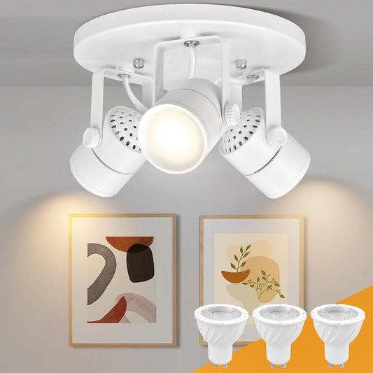 Replaceable 3 Light Ceiling Spotlight MR16 GU10 Base Ceiling Mount Adjustable Spotlight Fixture