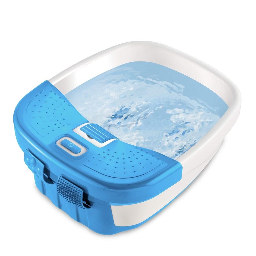 Bubble Bliss Deluxe Foot Spa with Heat Massaging Arch, 3 Acupressure Attachments, Splash Guard, Raised Nodes Creates Bubbles, Improves