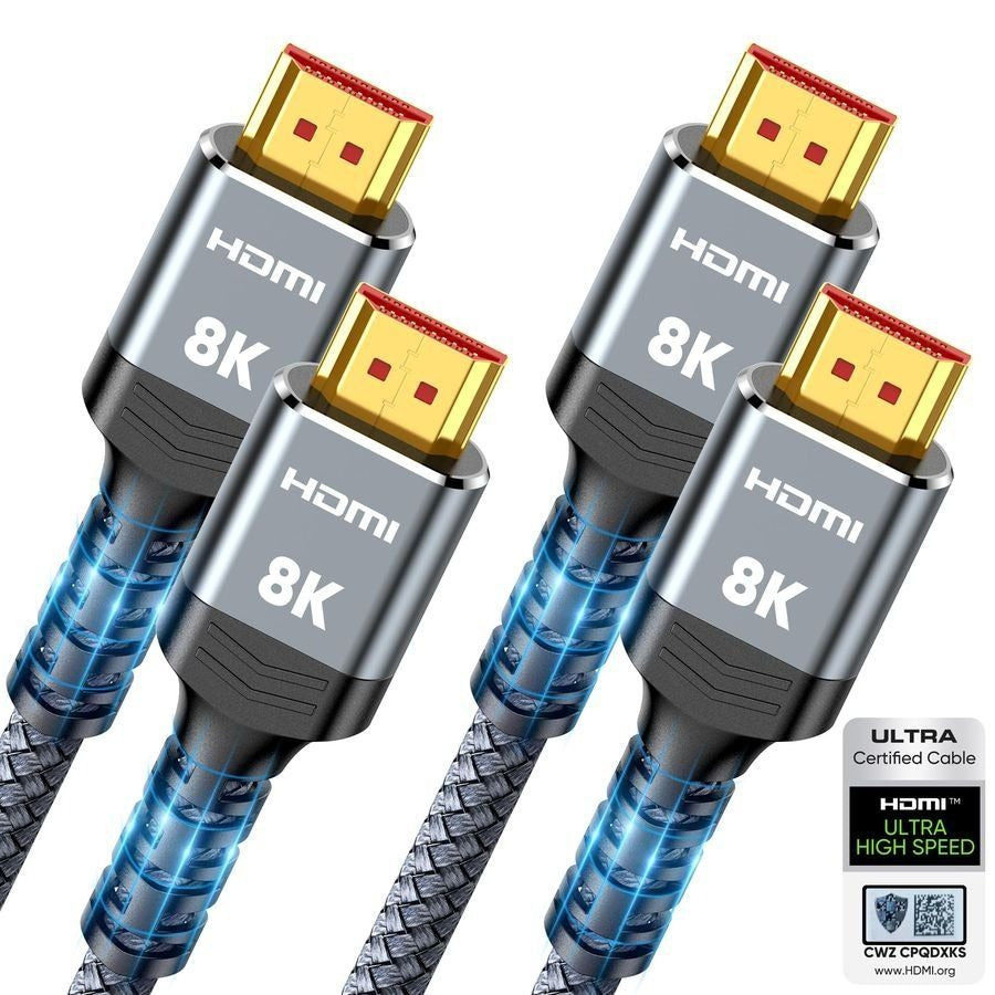 10K 8K HDMI 21 Cable 2Pack 66FT Highwings Certified 48Gbps Ultra High Speed Slim HDMI