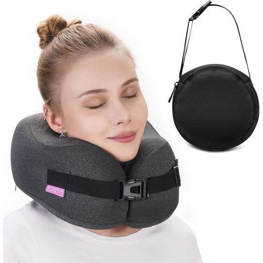 Travel Pillow Vac Compressed Memory Foam Neck Pillow Airplane,Comfortable,Neck Support